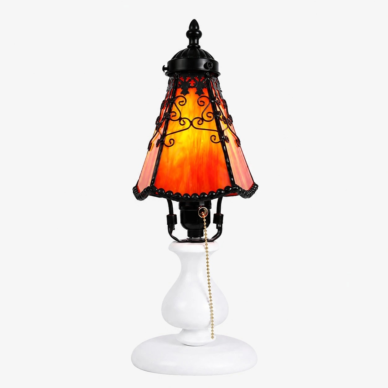 Lampe de table de style Tiffany, orange ambré