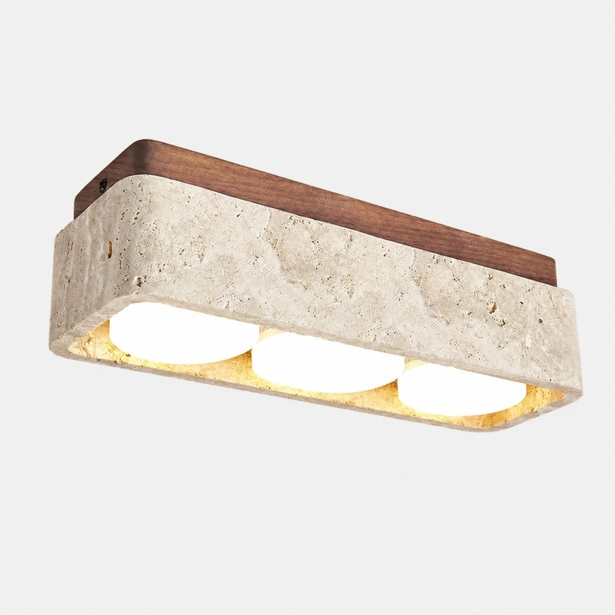 Yellow-3Lights travertine ceiling light