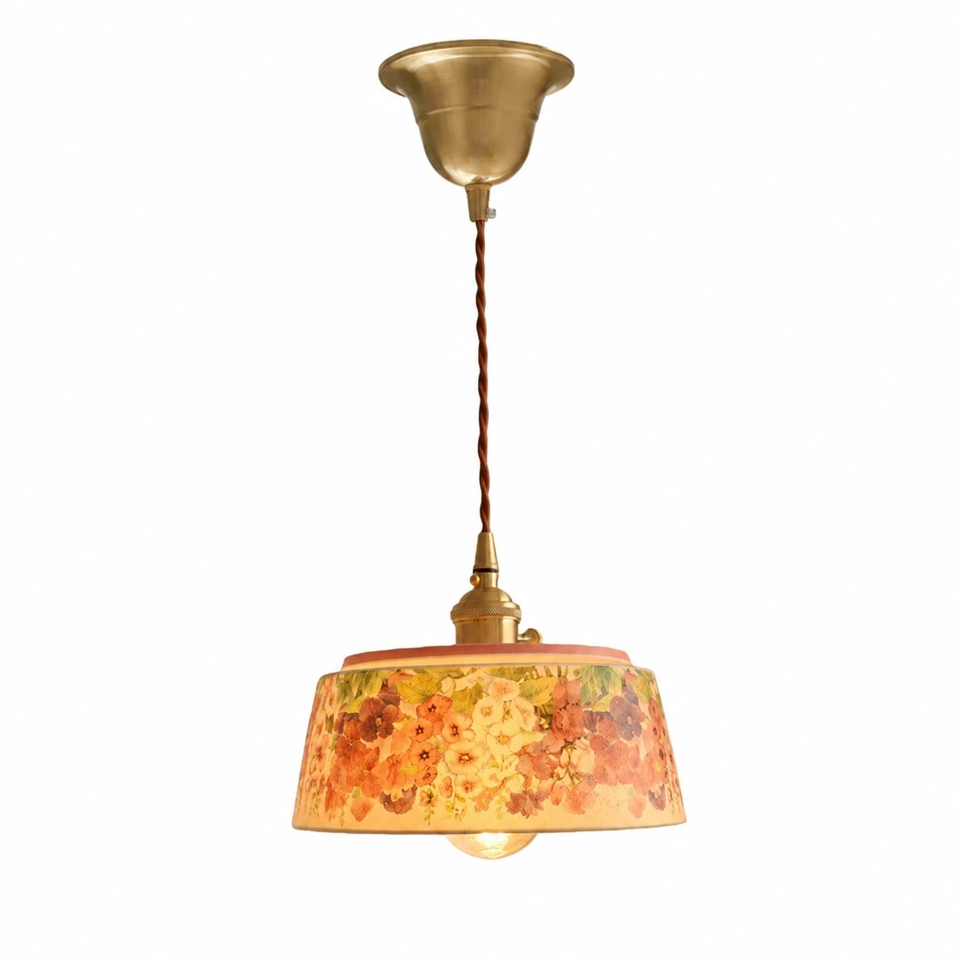 Enkele keramische hanglamp met bloemmotief