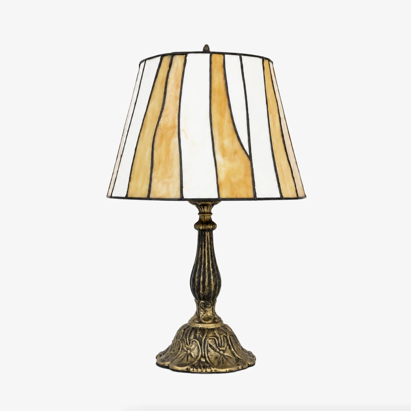 Lampada da tavolo classica in stile Tiffany con base a colonna, alta 30 cm.