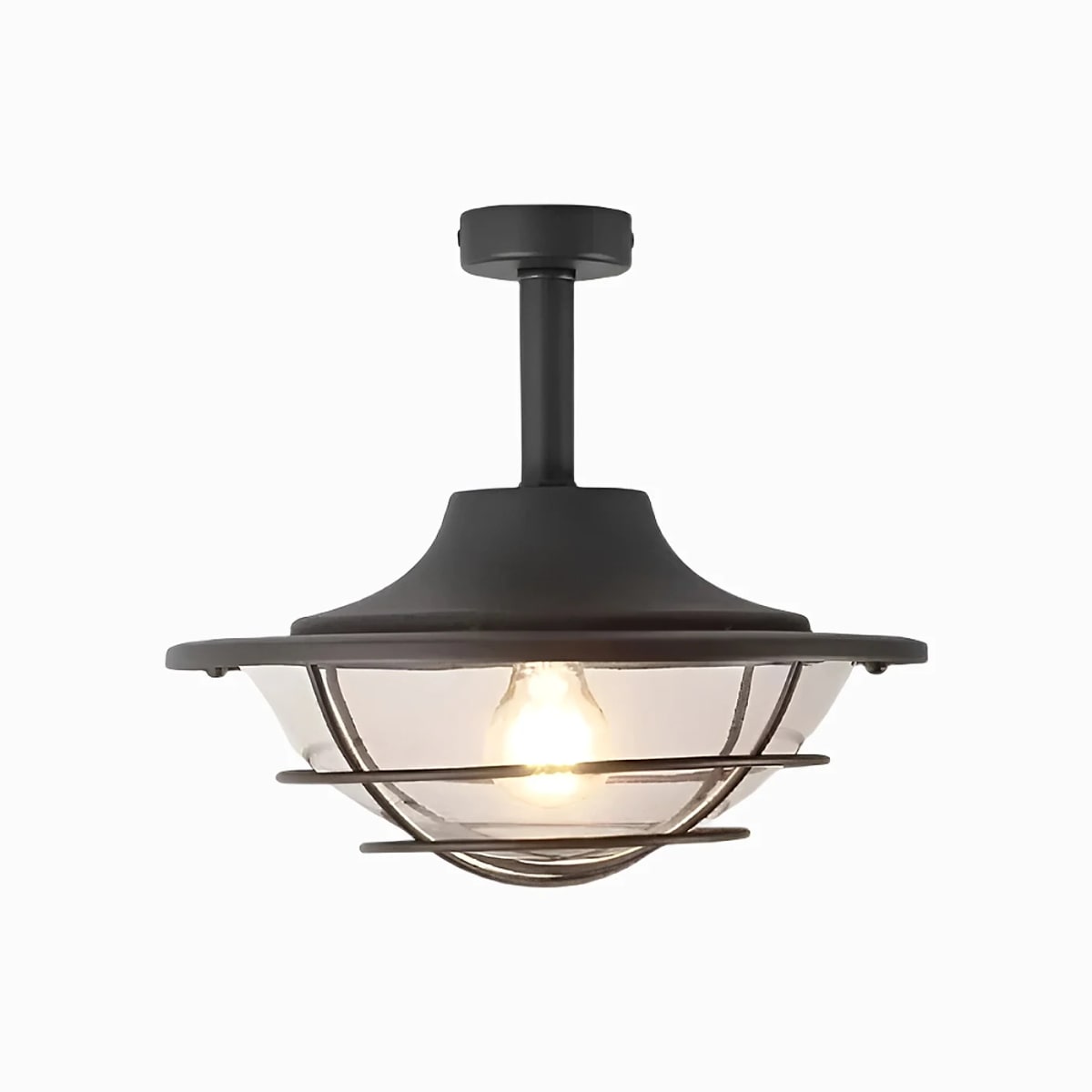 Lanterne de plafond en verre noir discret