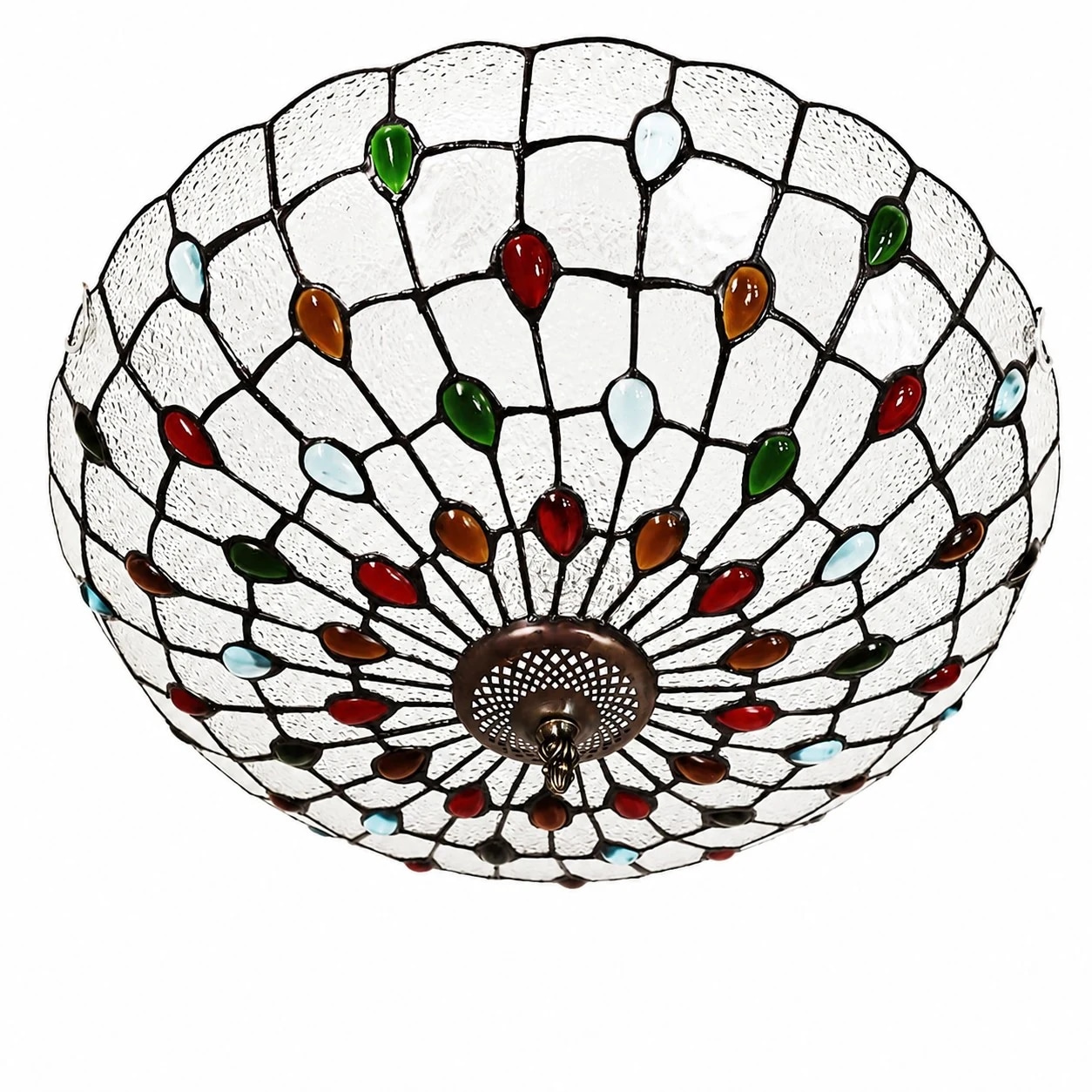 Lámpara de techo empotrable de 50 cm con 3 luces, diseño de gema transparente y diamante.