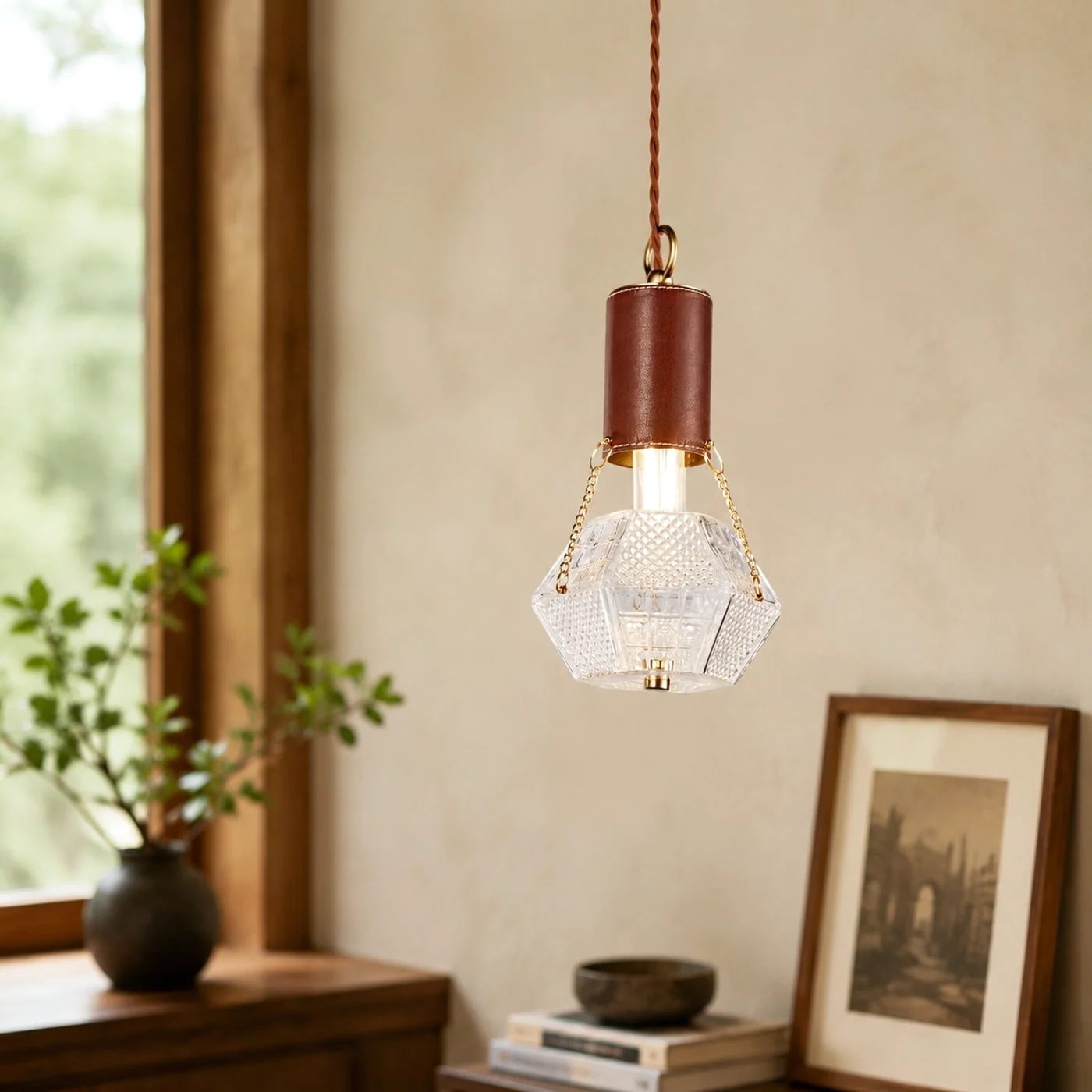 Scène d'ambiance de chambre avec suspension prismatique 5