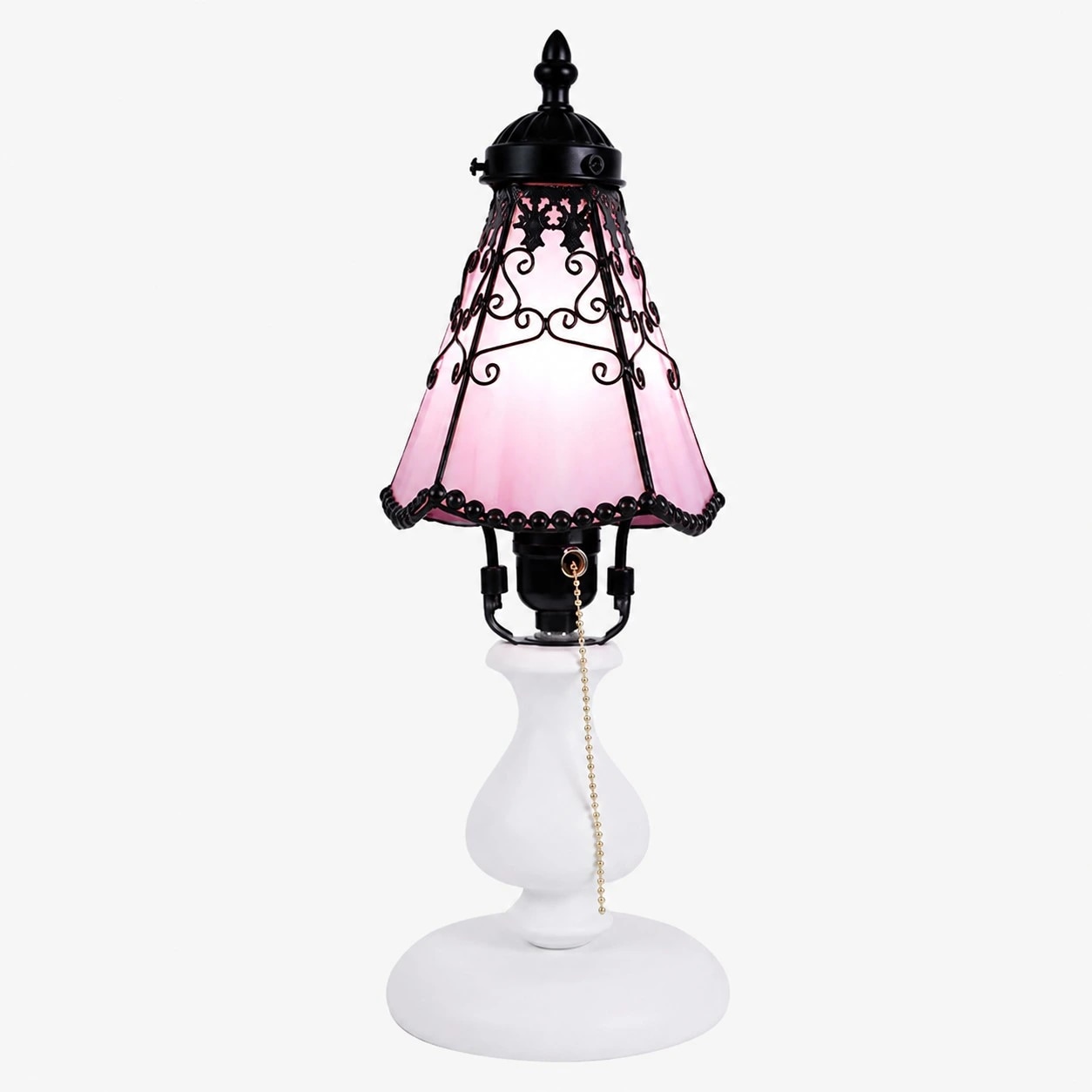 Lampe de table rose de style Tiffany