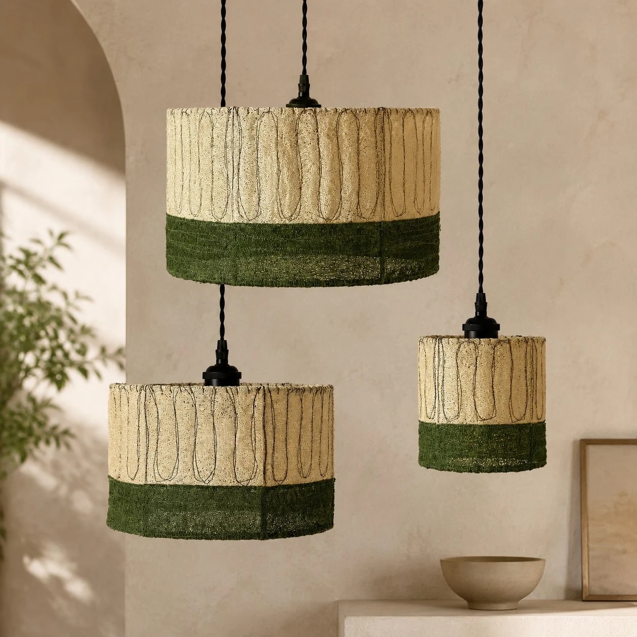 Trois tailles d'abat-jour disponibles pour suspension
