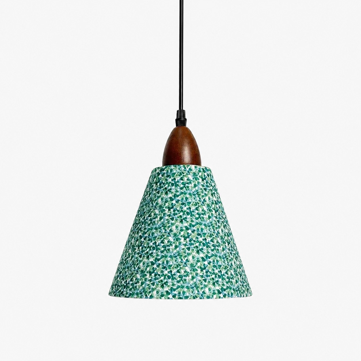 abat-jour suspendu en tissu à motif floral orange