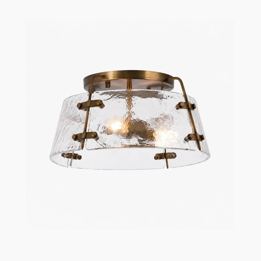 Plafonnier en laiton et verre transparent de 38 cm (référence)