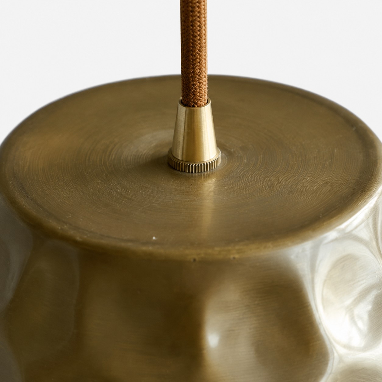 Pendant cord and brass connector close-up