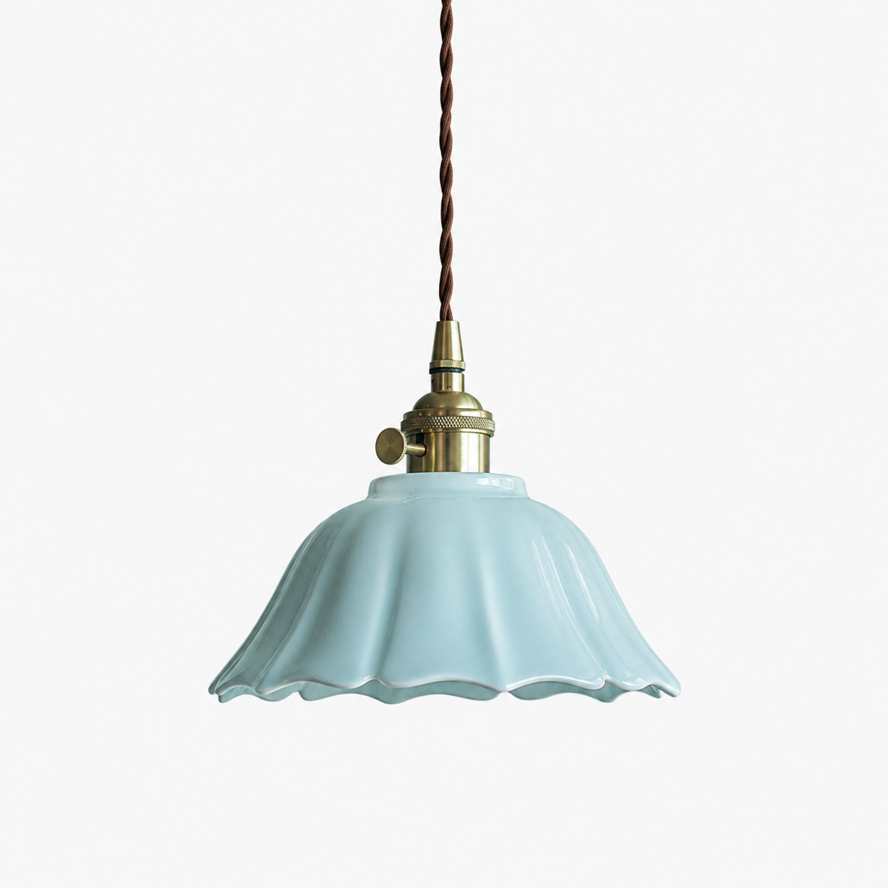 Pendelleuchte aus himmelblauer Keramik, Stil A