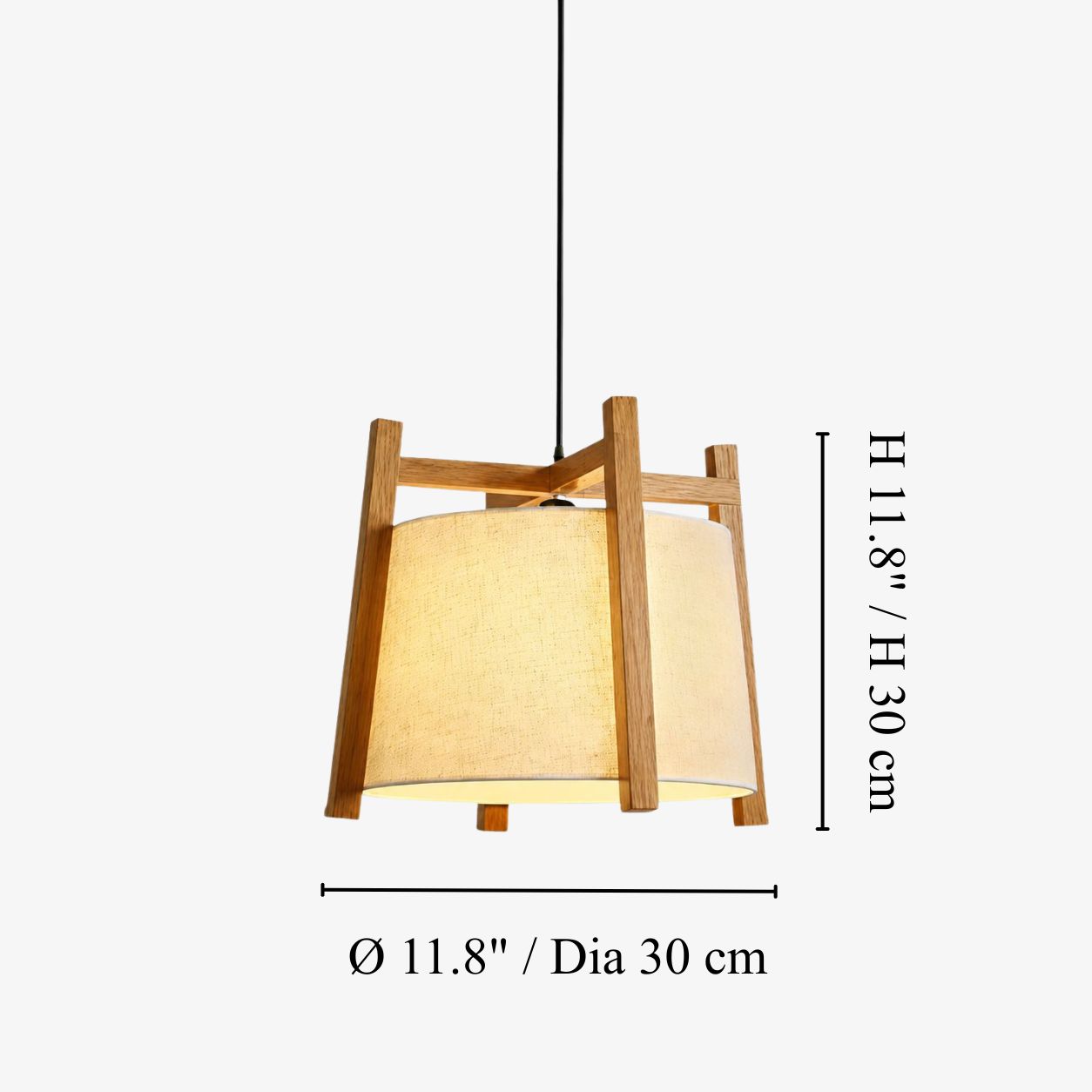 Afmetingen diagram van een hanglamp van 11,8 inch (30 cm)
