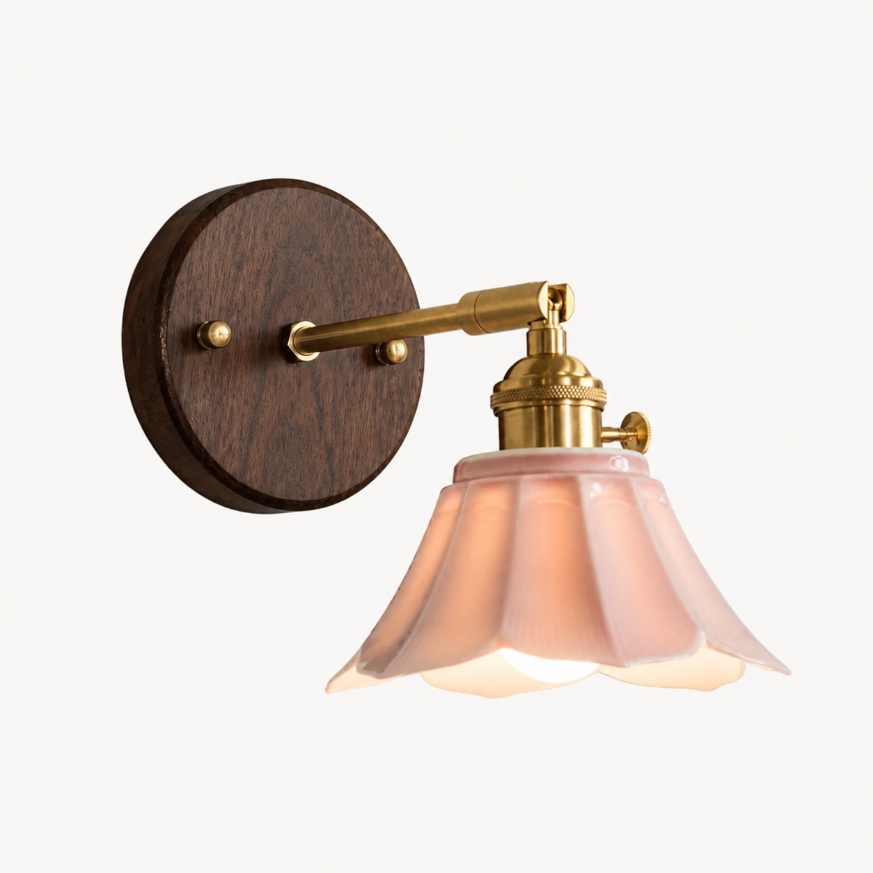 Lámpara de pared de cerámica rosa/madera de nogal/estilo B (ver SKU)
