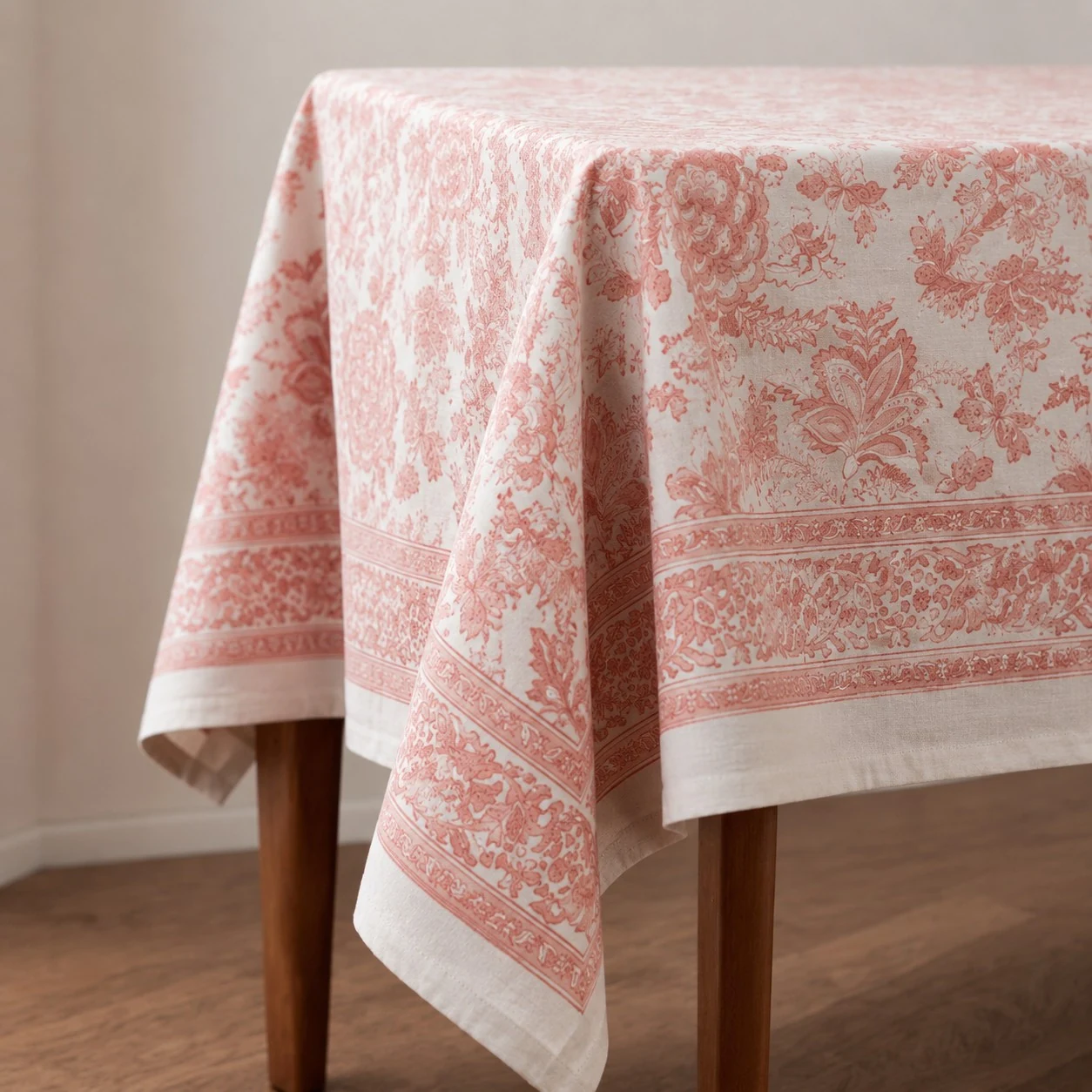 Textura tejida con un borde floral suavizado.