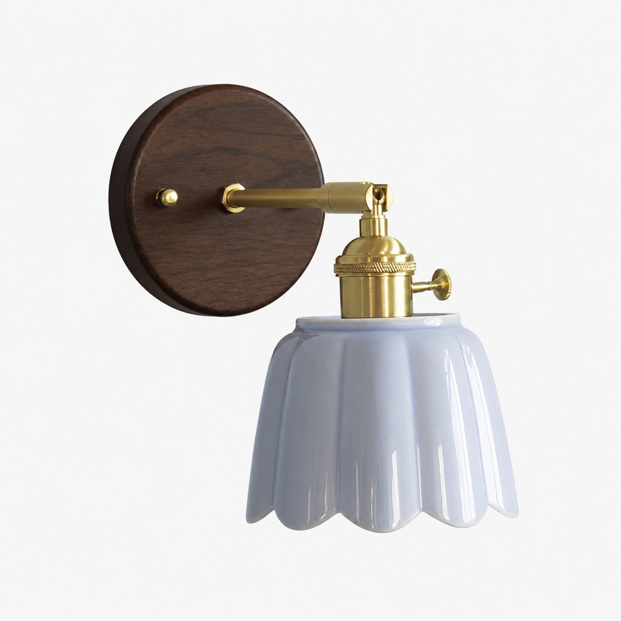Lámpara de pared de cerámica color morado brumoso / madera de nogal / estilo A (ver SKU)