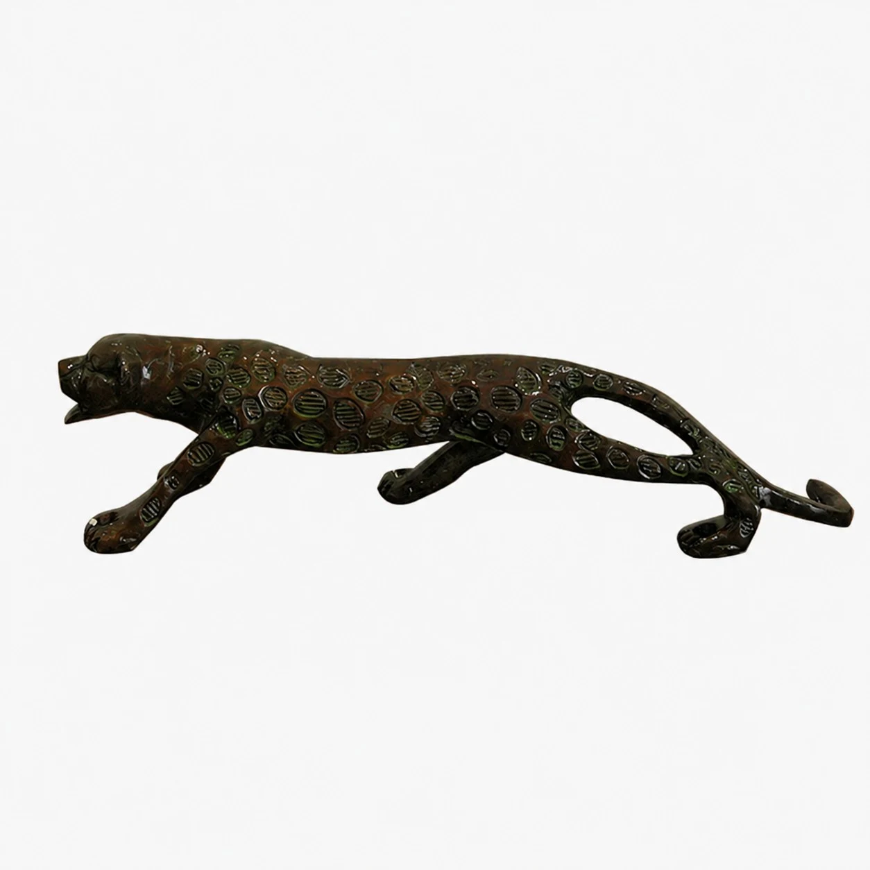 Maniglie per porte in ottone realizzate a mano con motivo a animali - Leopardo, bronzo anticato, standard