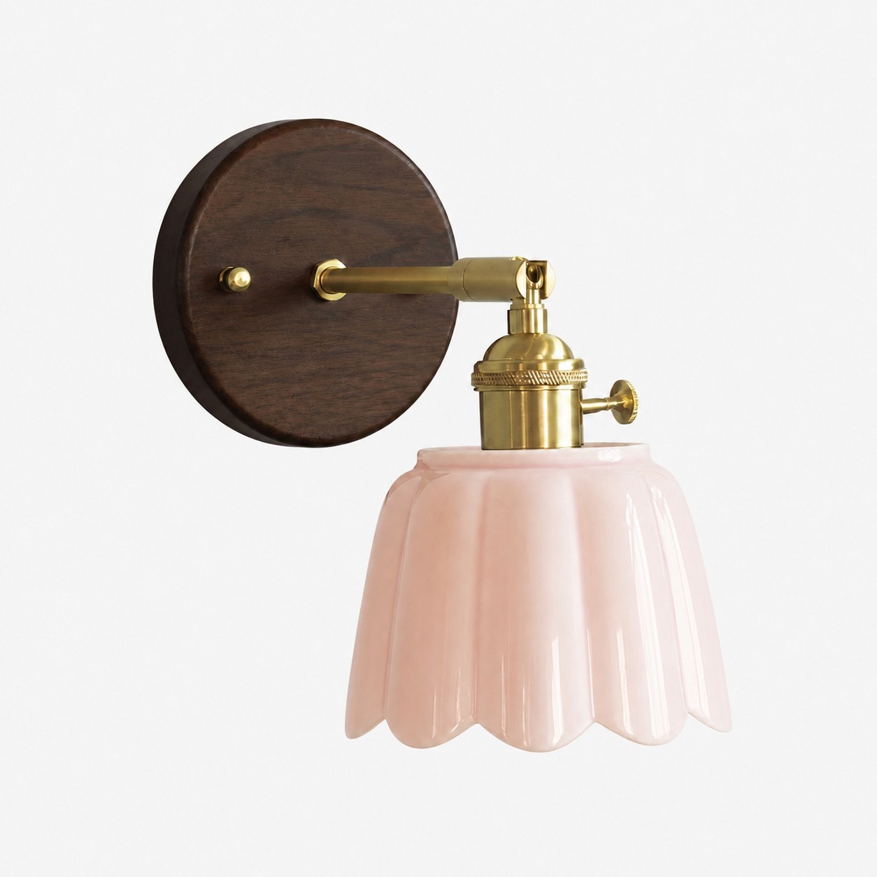 Lámpara de pared de cerámica rosa/madera de nogal/estilo A (ver SKU)