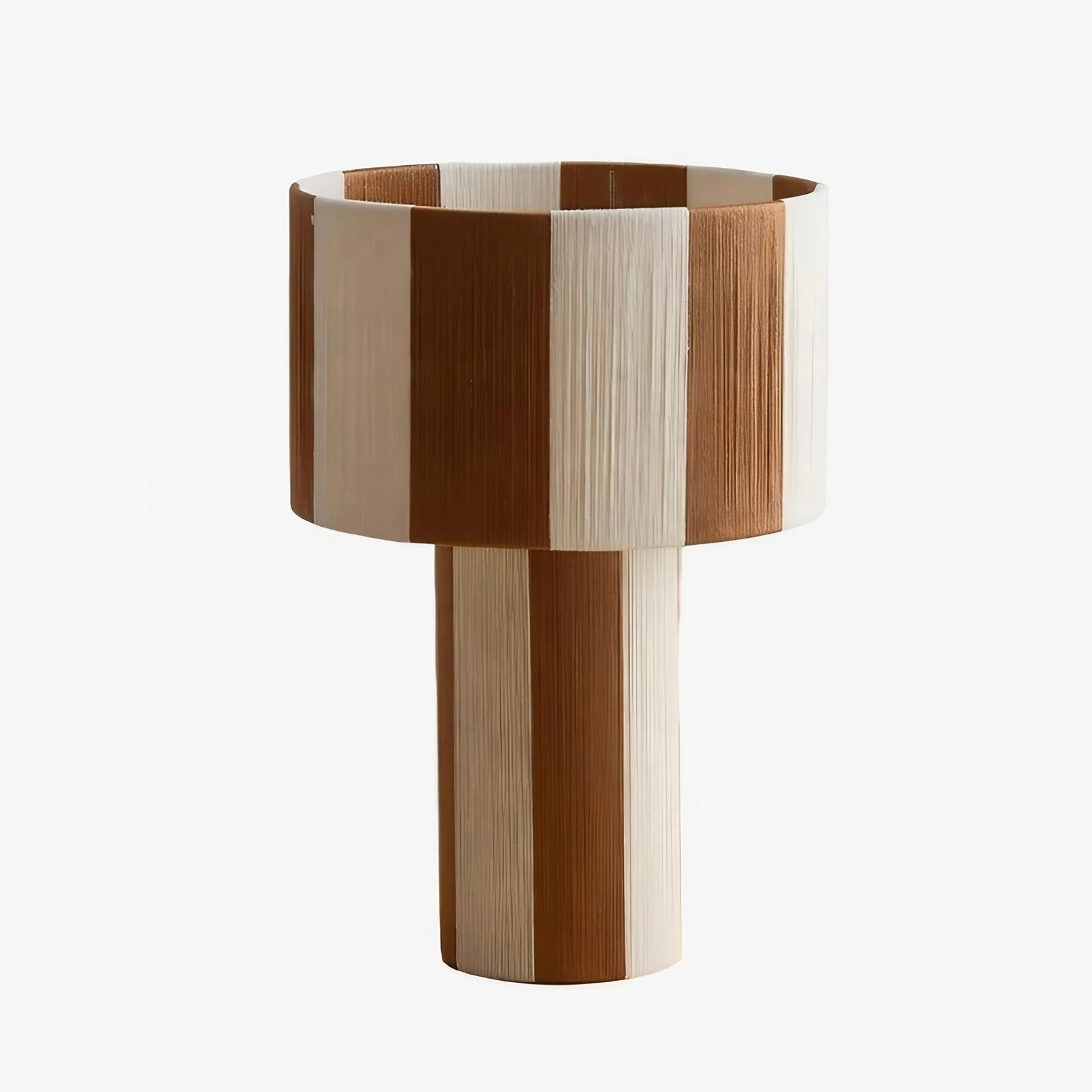Lámpara de mesa tejida a rayas color café (opción de color)