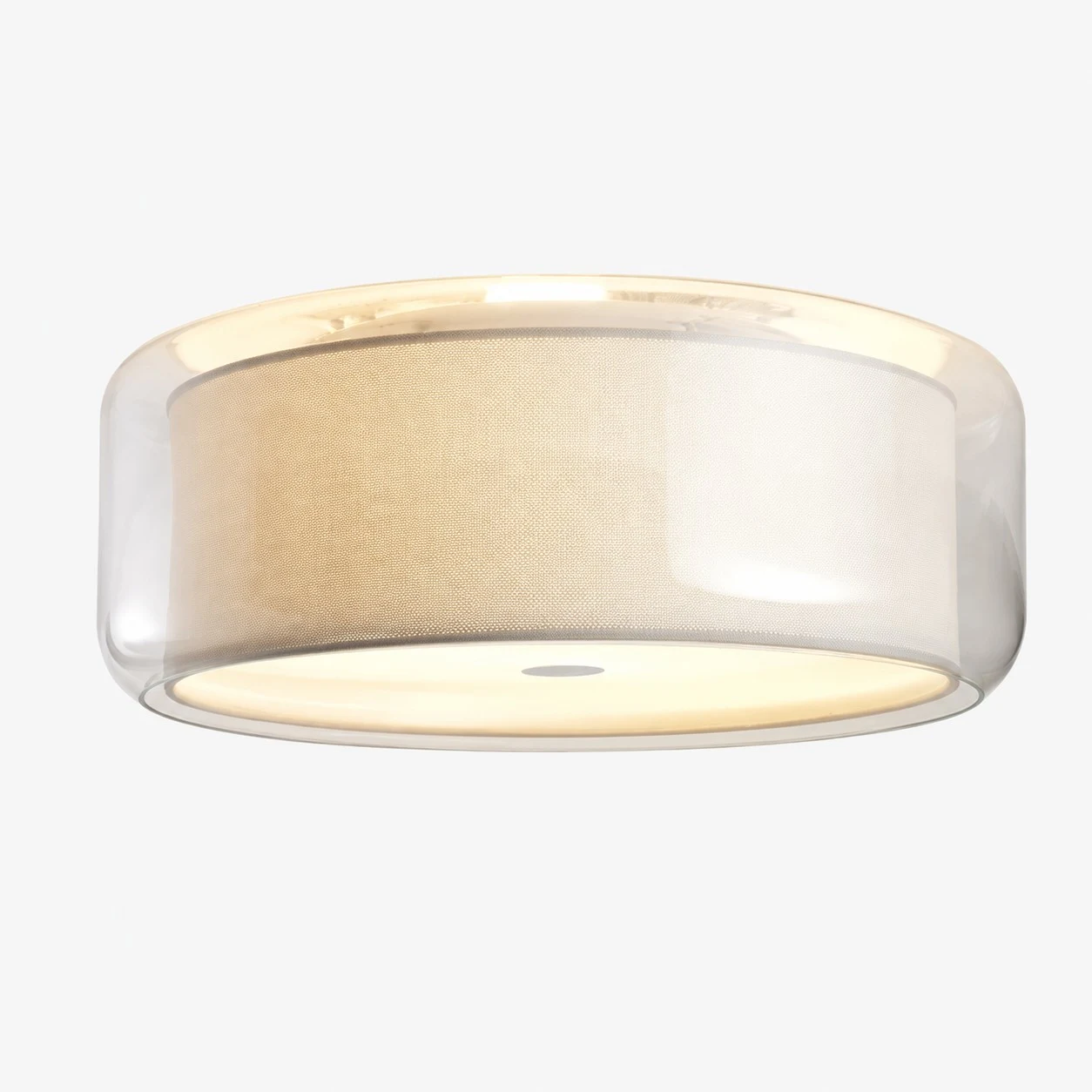 Lámpara de techo estilo B de cristal blanco y tela.