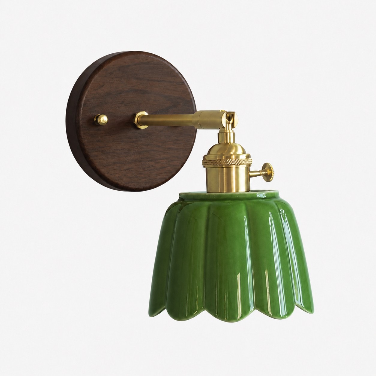Verde / Madera de nogal / Lámpara de pared de cerámica estilo A Ver SKU
