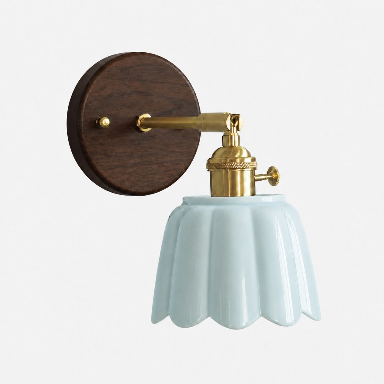 Lámpara de pared de cerámica estilo A color cian / madera de nogal / ver SKU