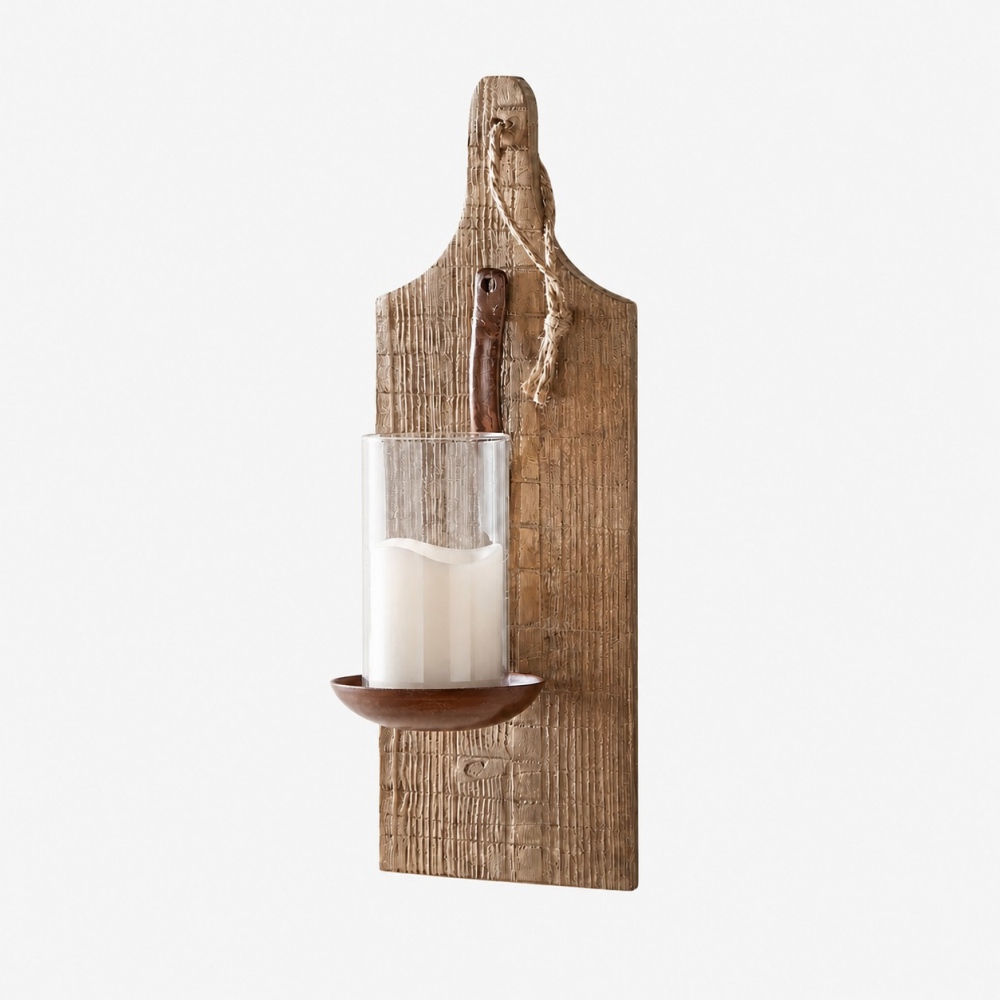 Aplique de pared rústico de madera estilo lámpara de pared
