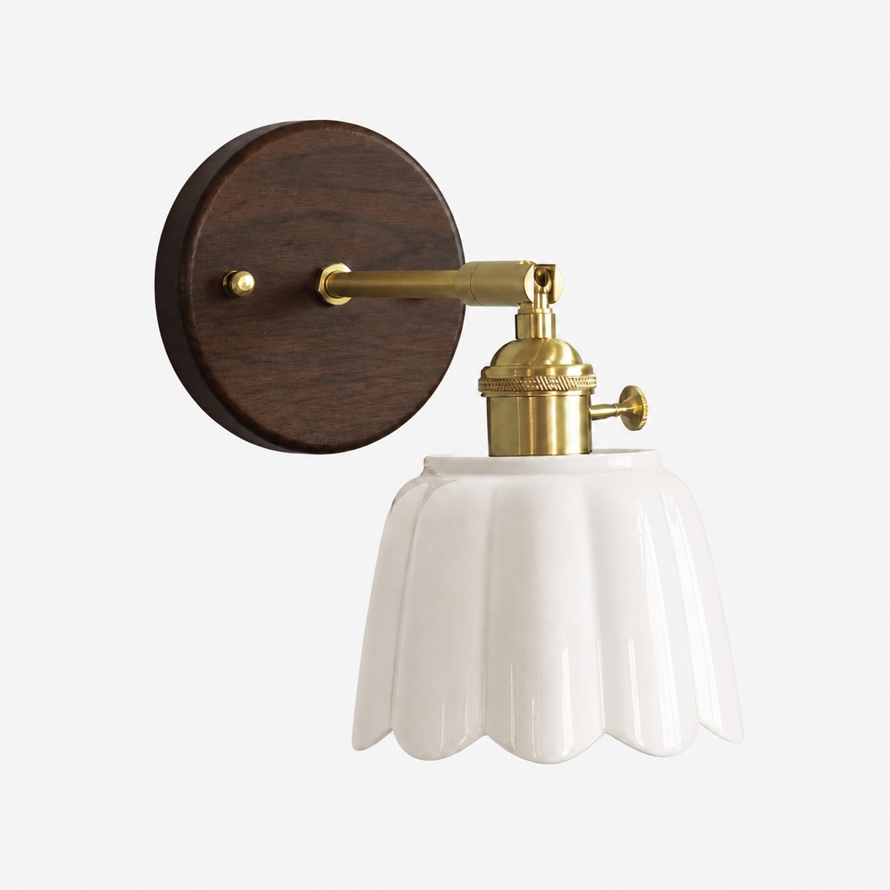 Lámpara de pared de cerámica blanca/madera de nogal/estilo A (ver SKU)