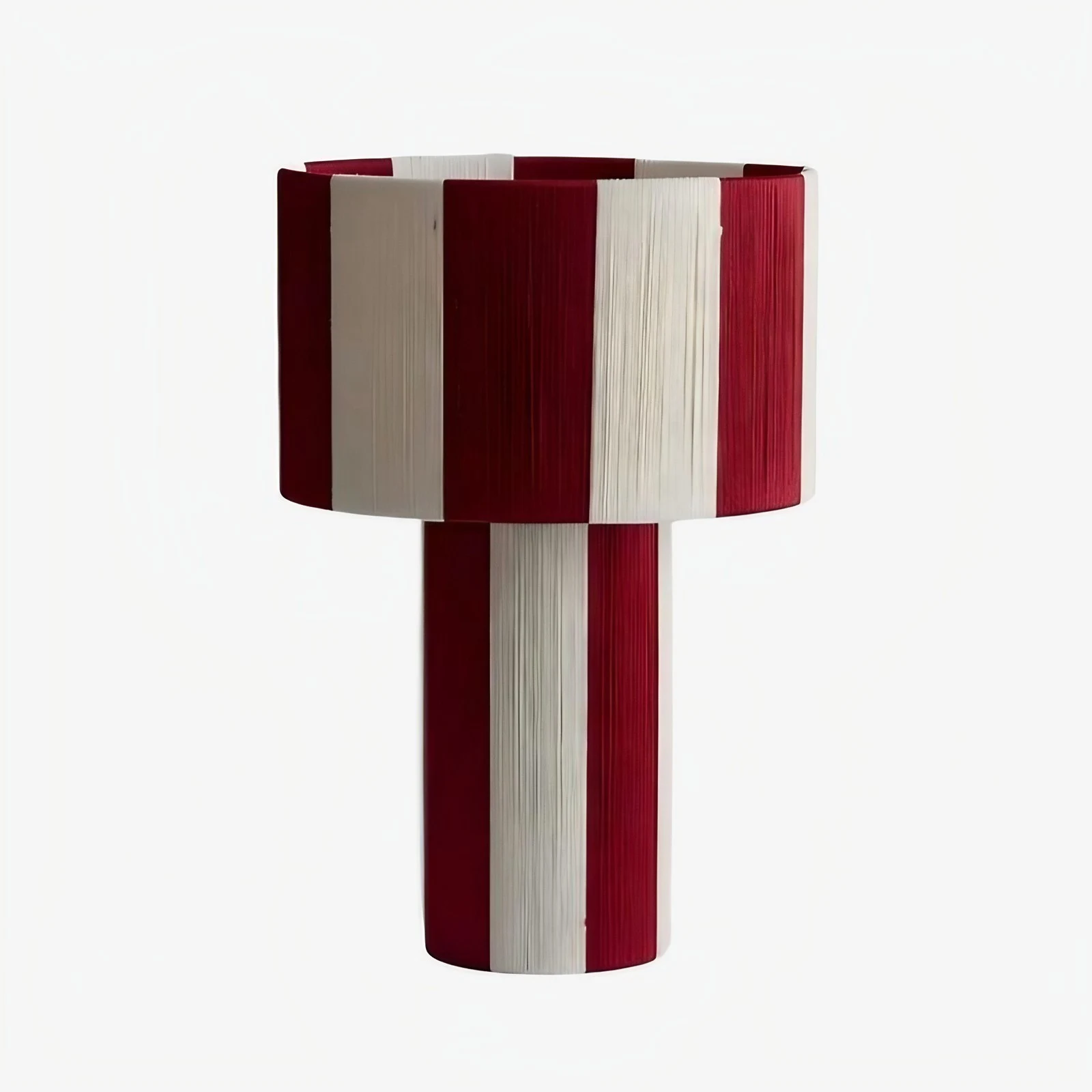 Opción de color para lámpara de mesa tejida a rayas burdeos y moradas