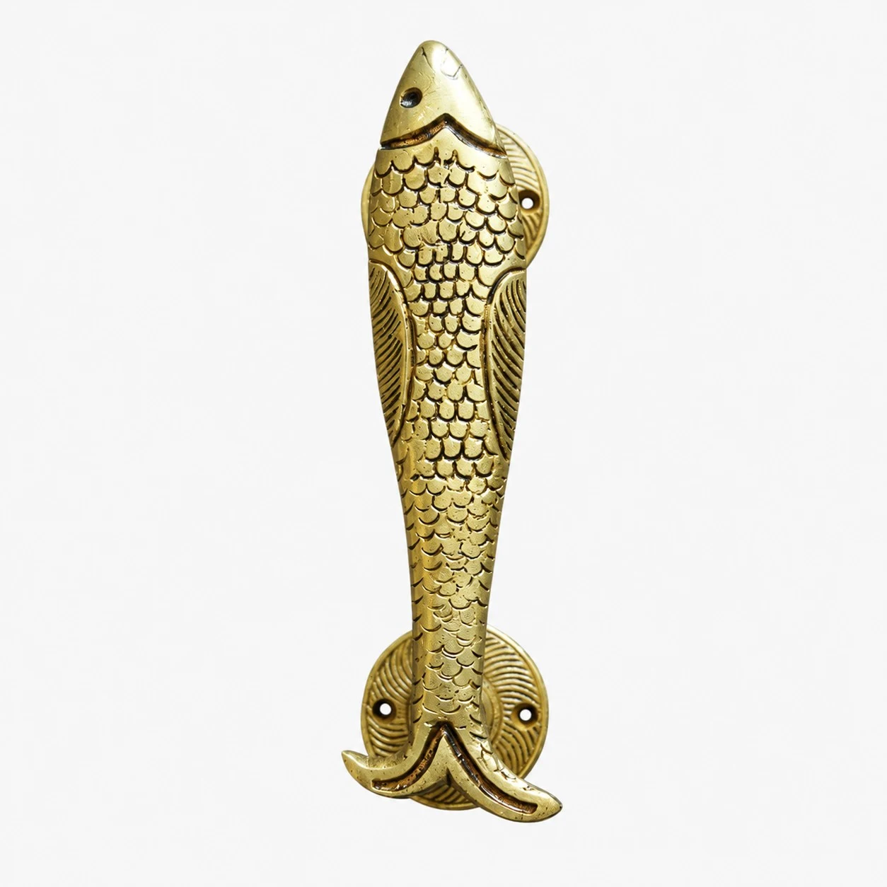 Maniglie per porte in ottone a forma di animale, realizzate a mano - Pesce in ottone anticato standard