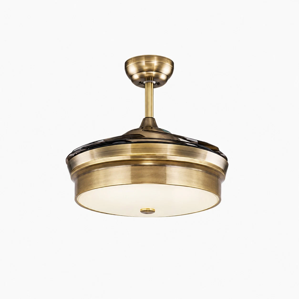 Ventilador de techo retráctil de latón antiguo con luz, estilo B