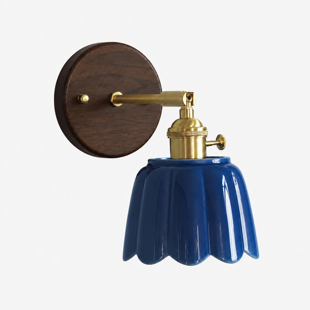Lámpara de pared de cerámica azul/madera de nogal/estilo A (ver SKU)