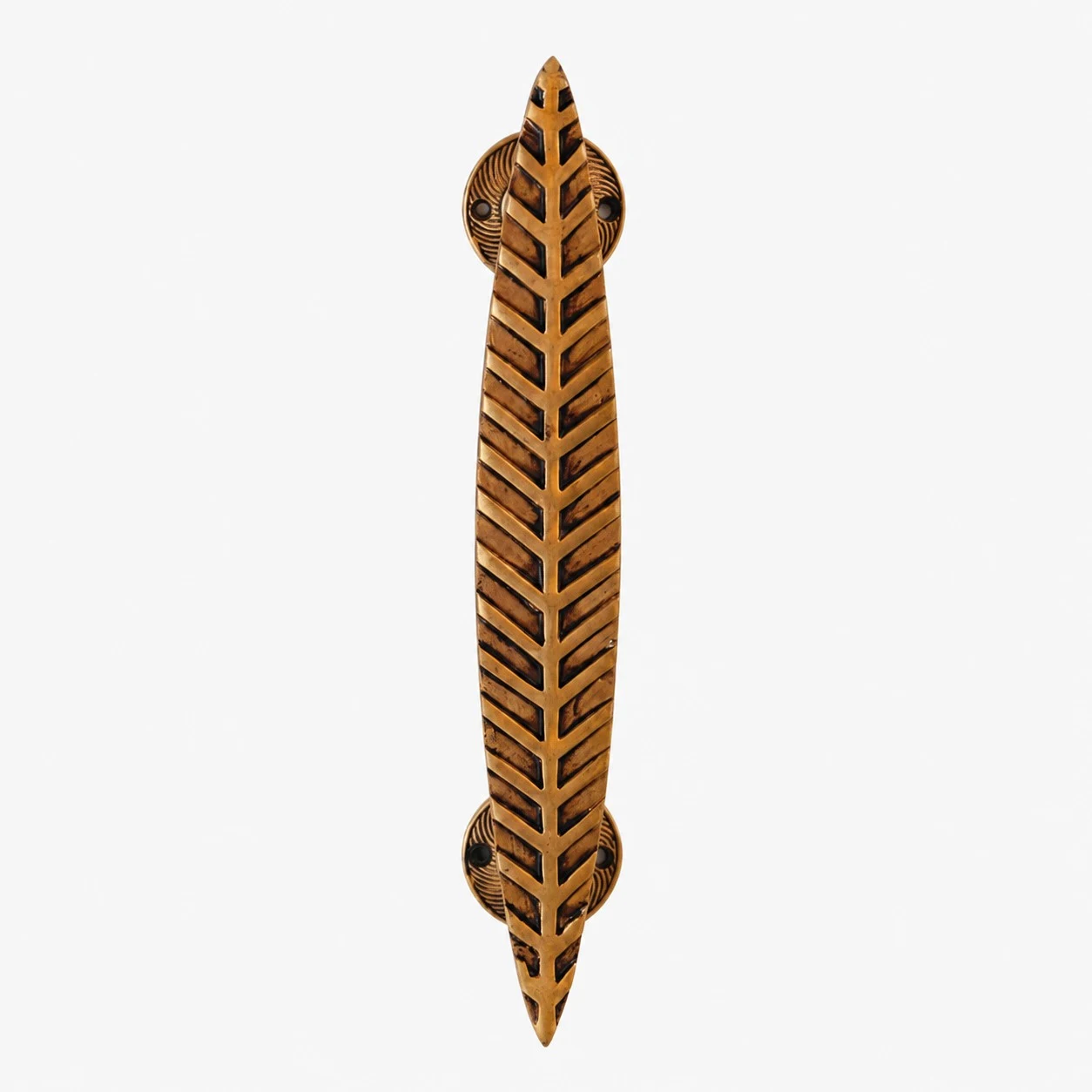 Maniglie per porte in ottone a forma di animale, realizzate a mano - Foglia in ottone anticato standard