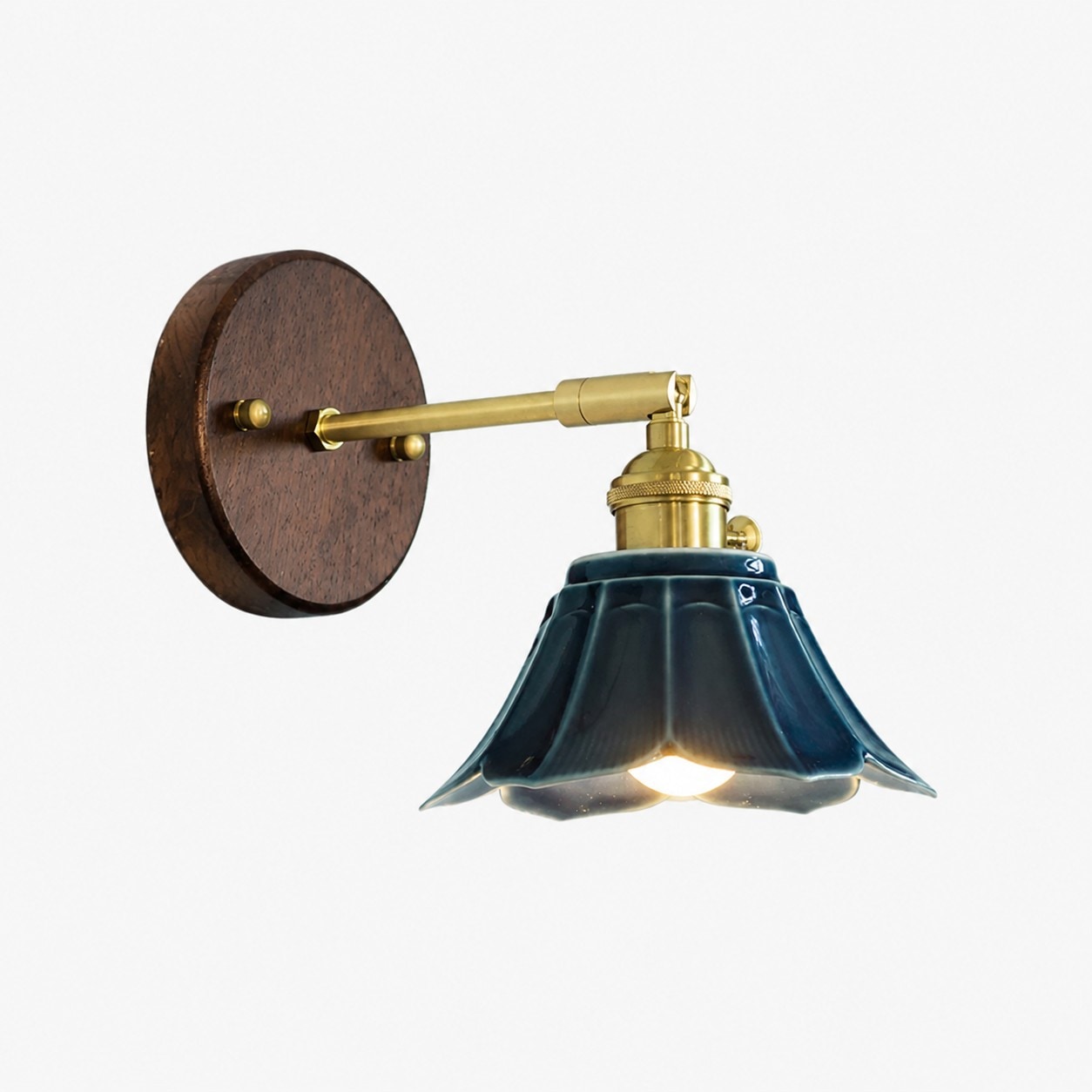 Lámpara de pared de cerámica azul/madera de nogal/estilo B (ver SKU)