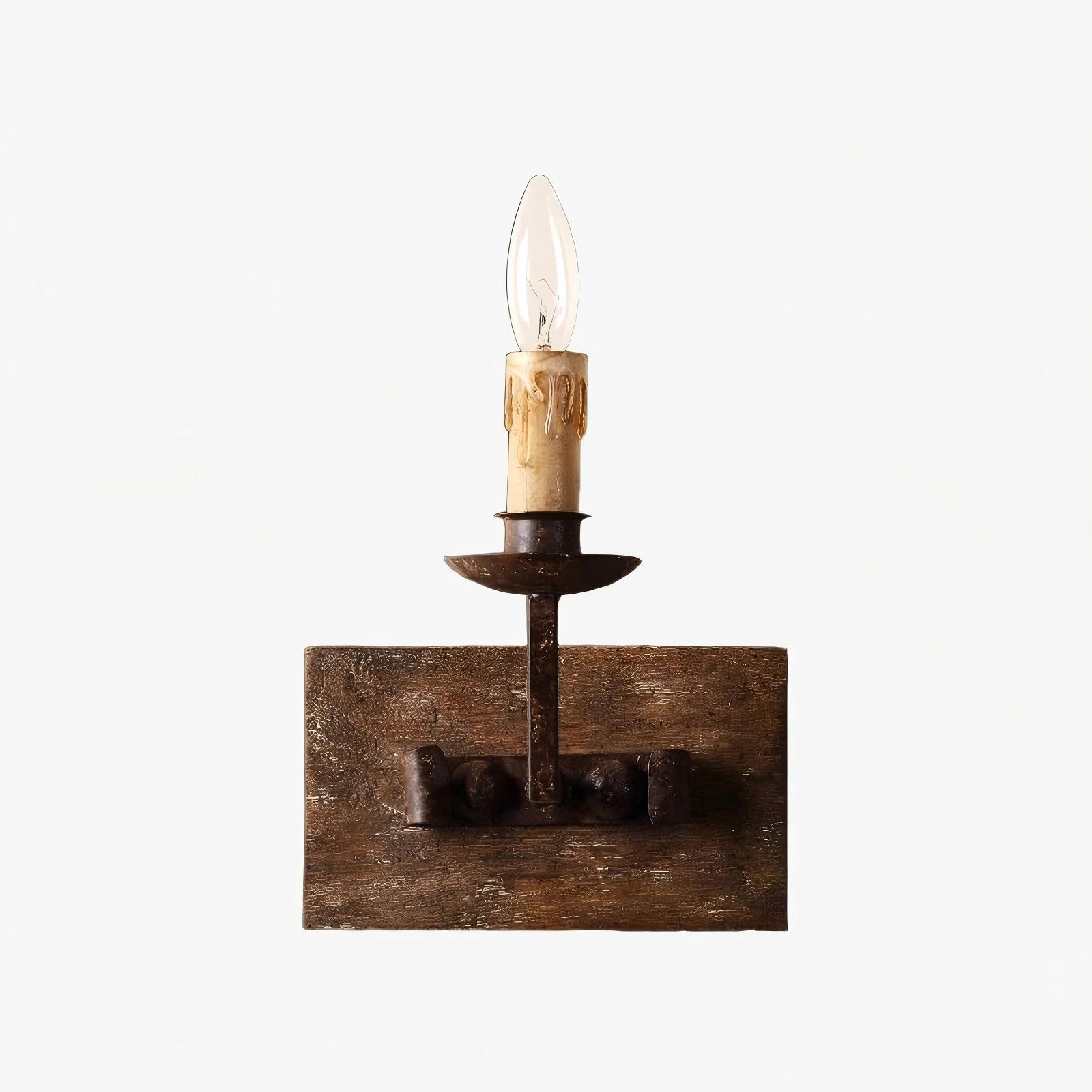 Single light rustic candle wall sconce