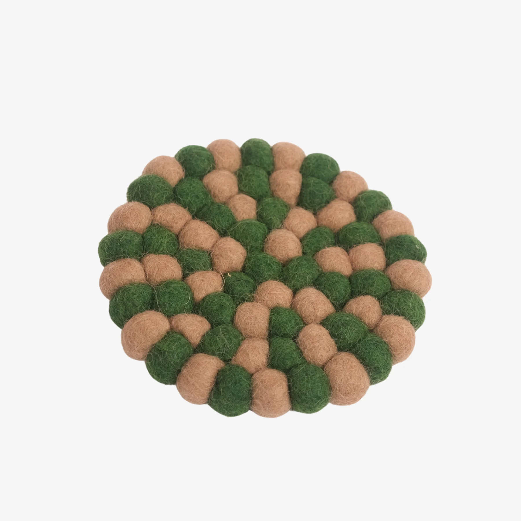Sottobicchiere a sfera in feltro fatto a mano color tortora foresta