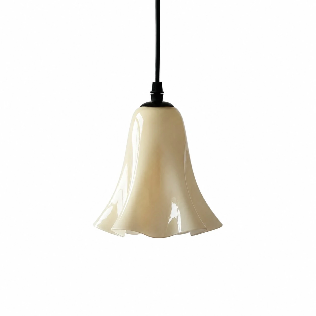 Lámpara colgante de cristal color crema amarillento