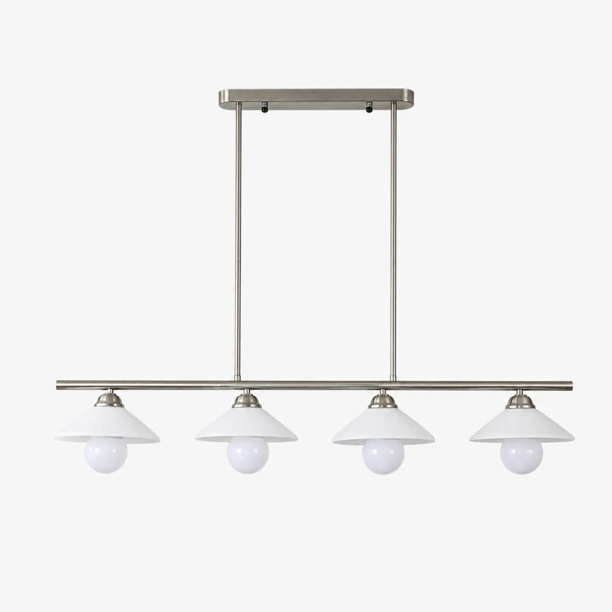 Hangende stang met 4 koppen, lineaire glazen hanglamp