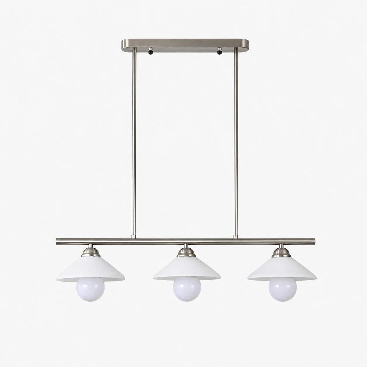 Hangende stang met 3 koppen, lineaire glazen hanglamp