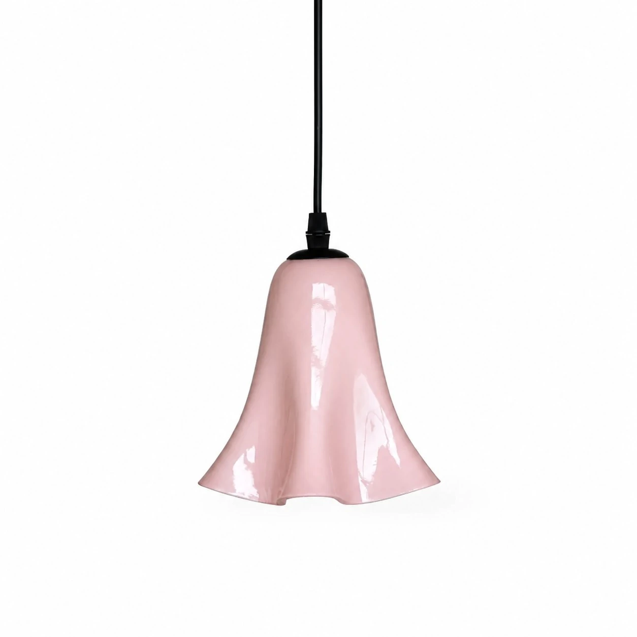 Lámpara colgante de cristal rosa rubor