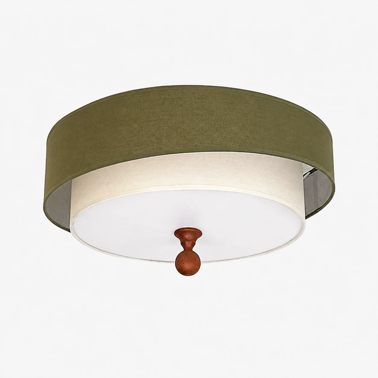 Plafoniera a filo soffitto in tessuto verde e bianco