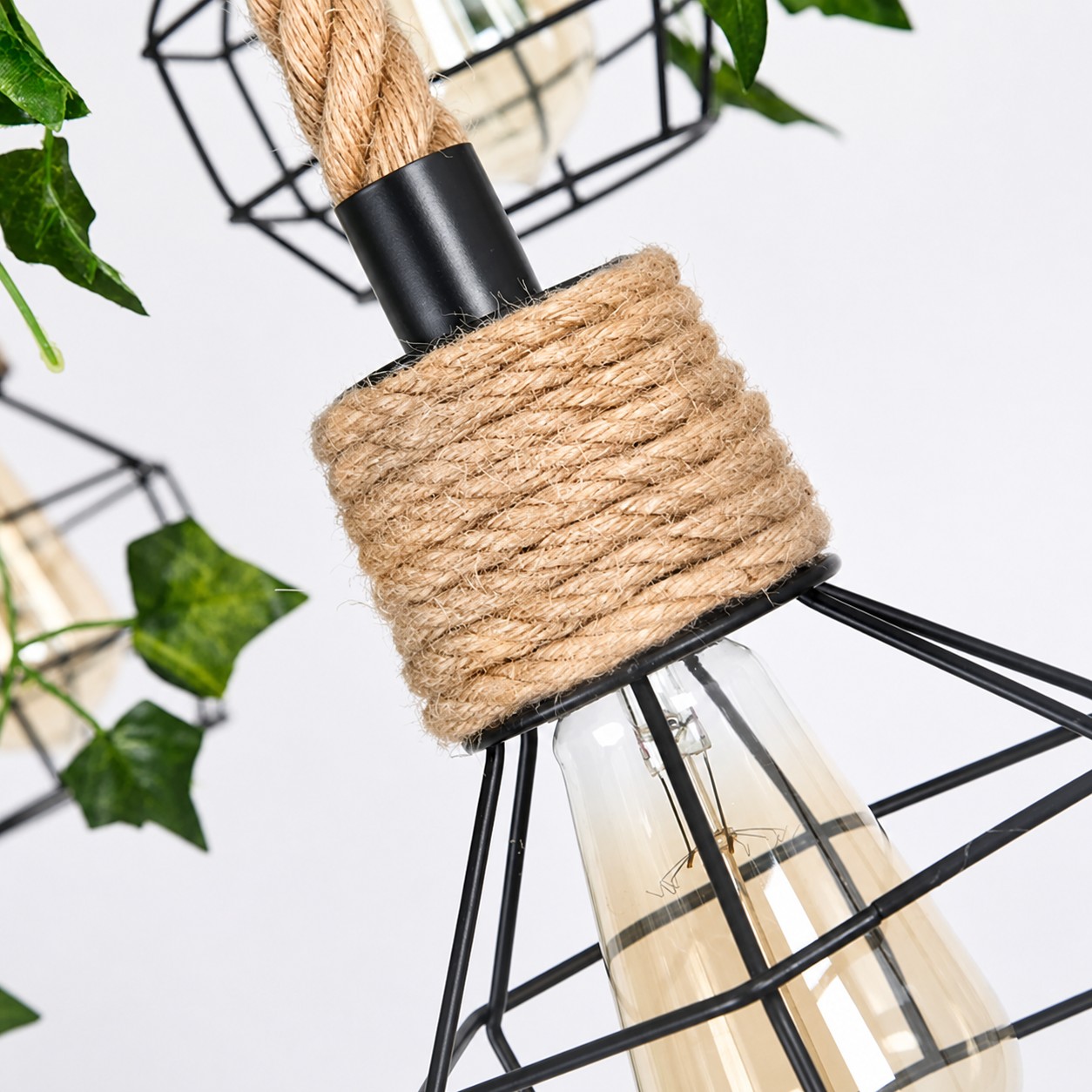 Estrutura aberta em forma de gaiola com vegetação pendente.