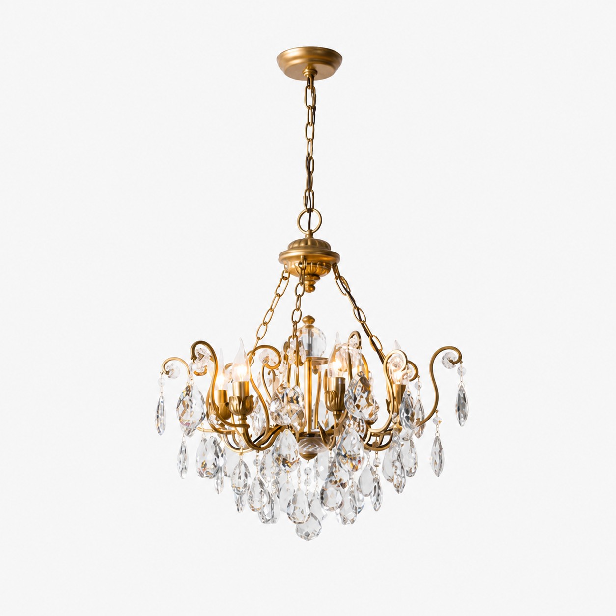 Lustre de latão com 6 lâmpadas