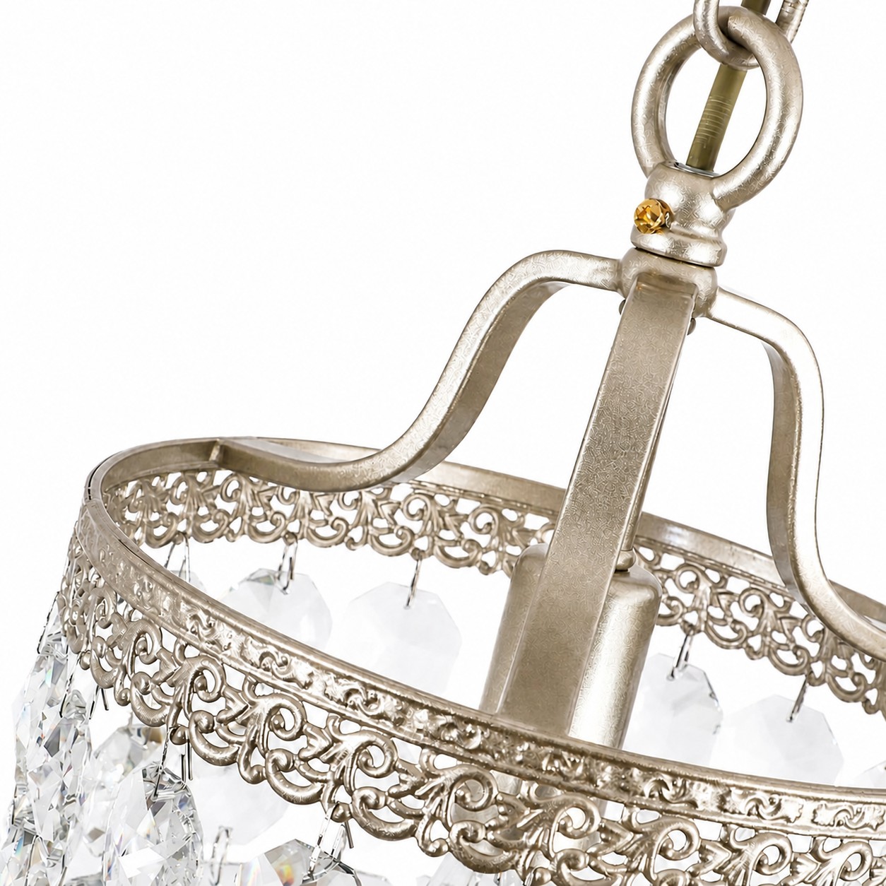 Detalhe do pendente cilíndrico de cristal facetado 1