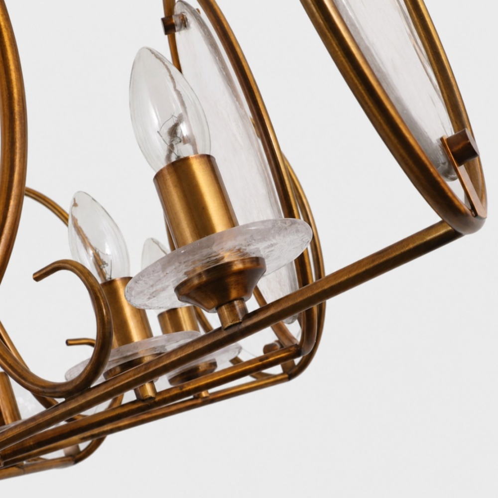 Detalhe do lustre de vidro texturizado com painel oval 2