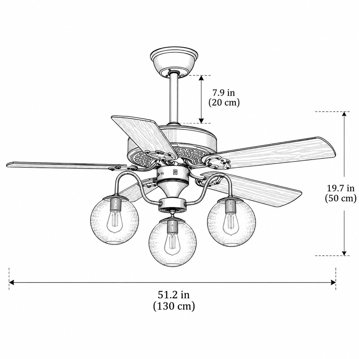 3 světla / 130 cm
