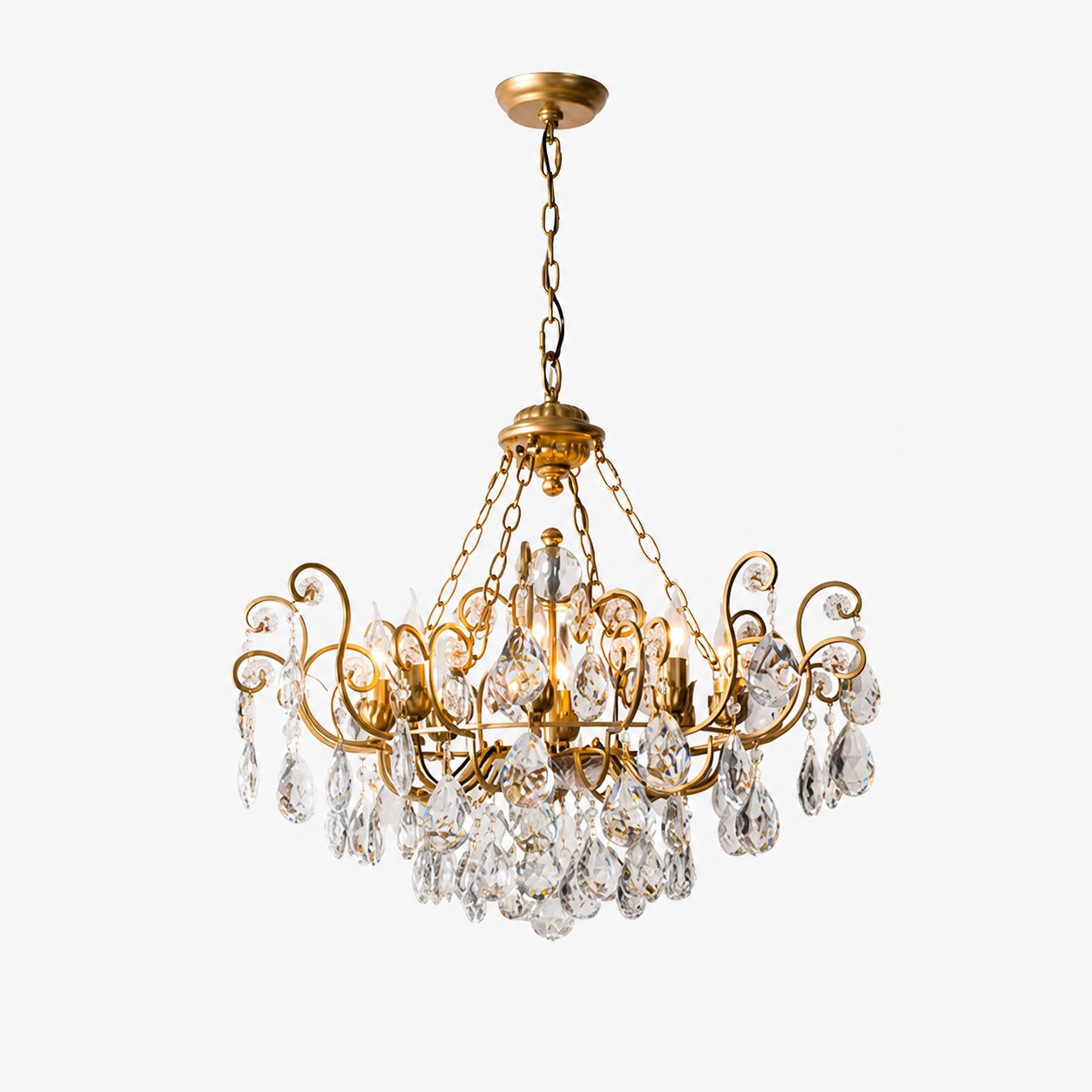 Lustre de latão com 8 luzes