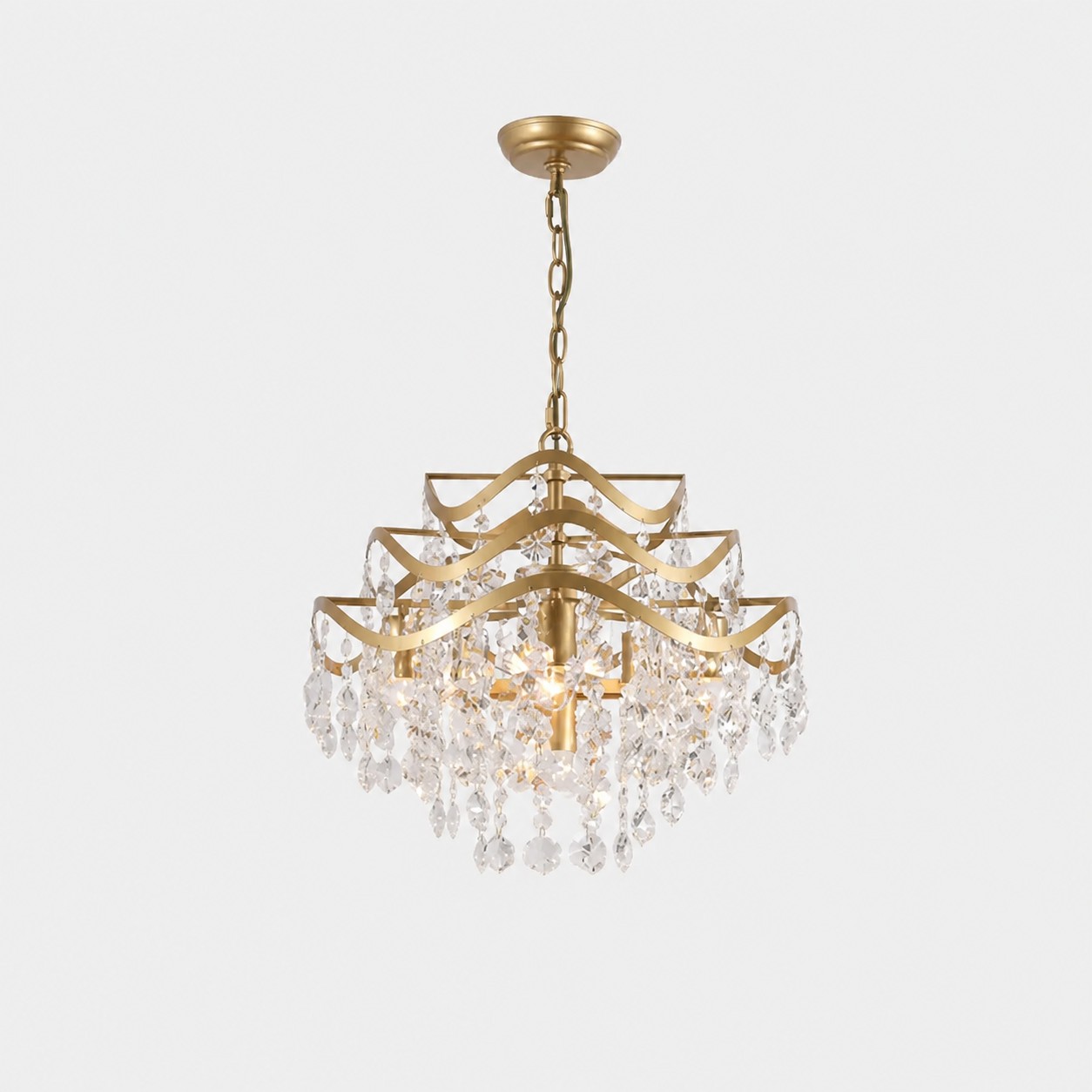 Lustre de 5+1 luzes medindo 20,5 por 19,7 polegadas