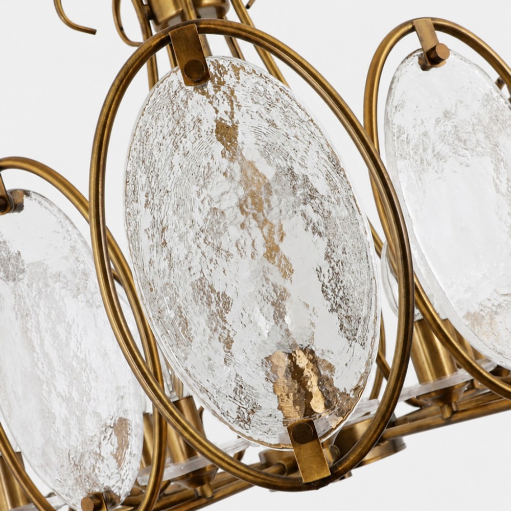 Detalhe do lustre de vidro texturizado com painel oval 1