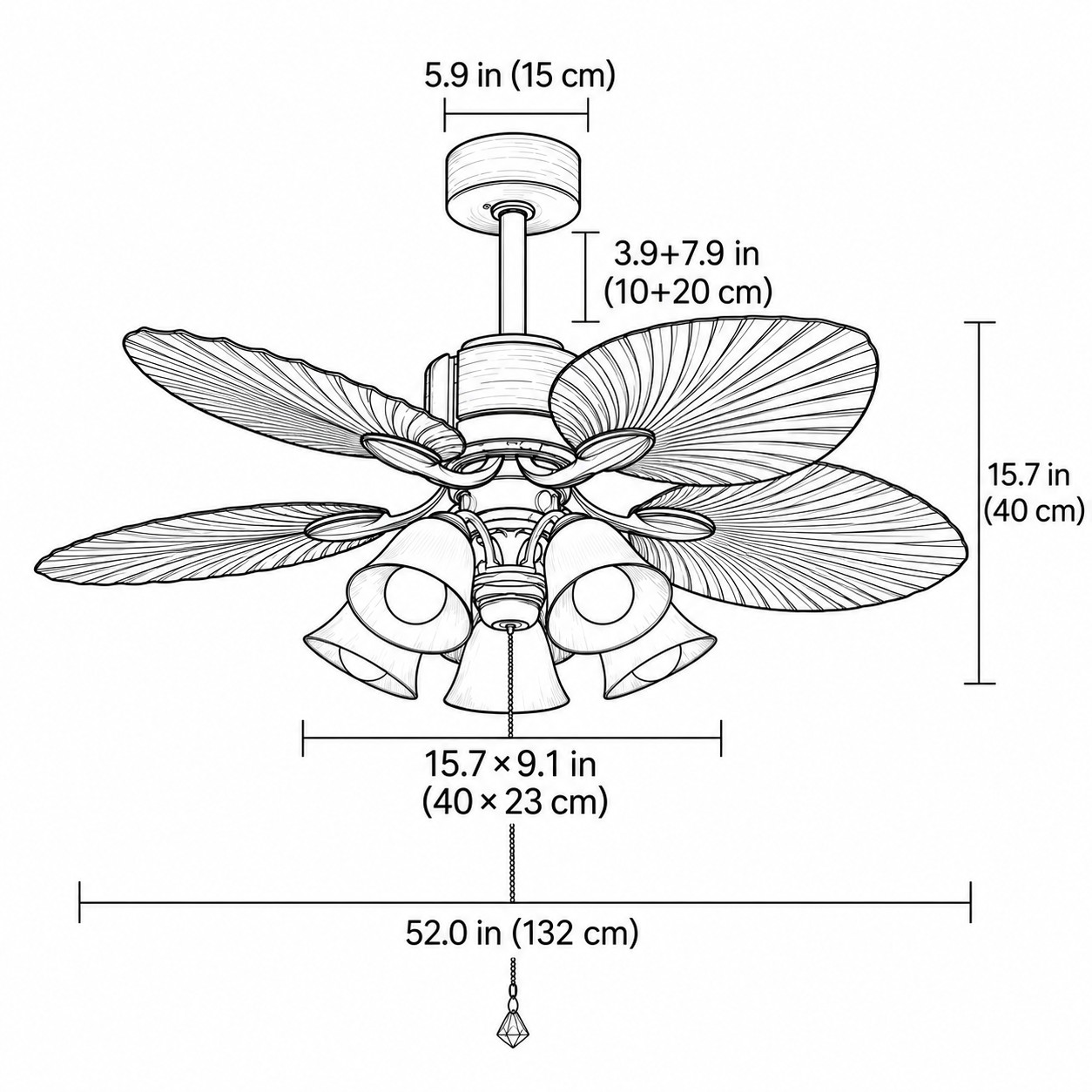 Suspension / 52 po (132 cm)