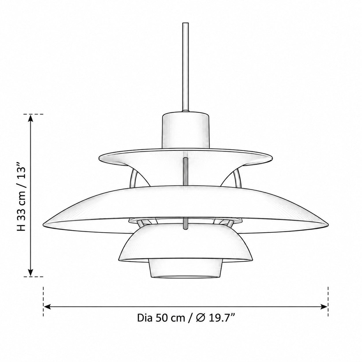 50 cm / 19.7" specification diagram