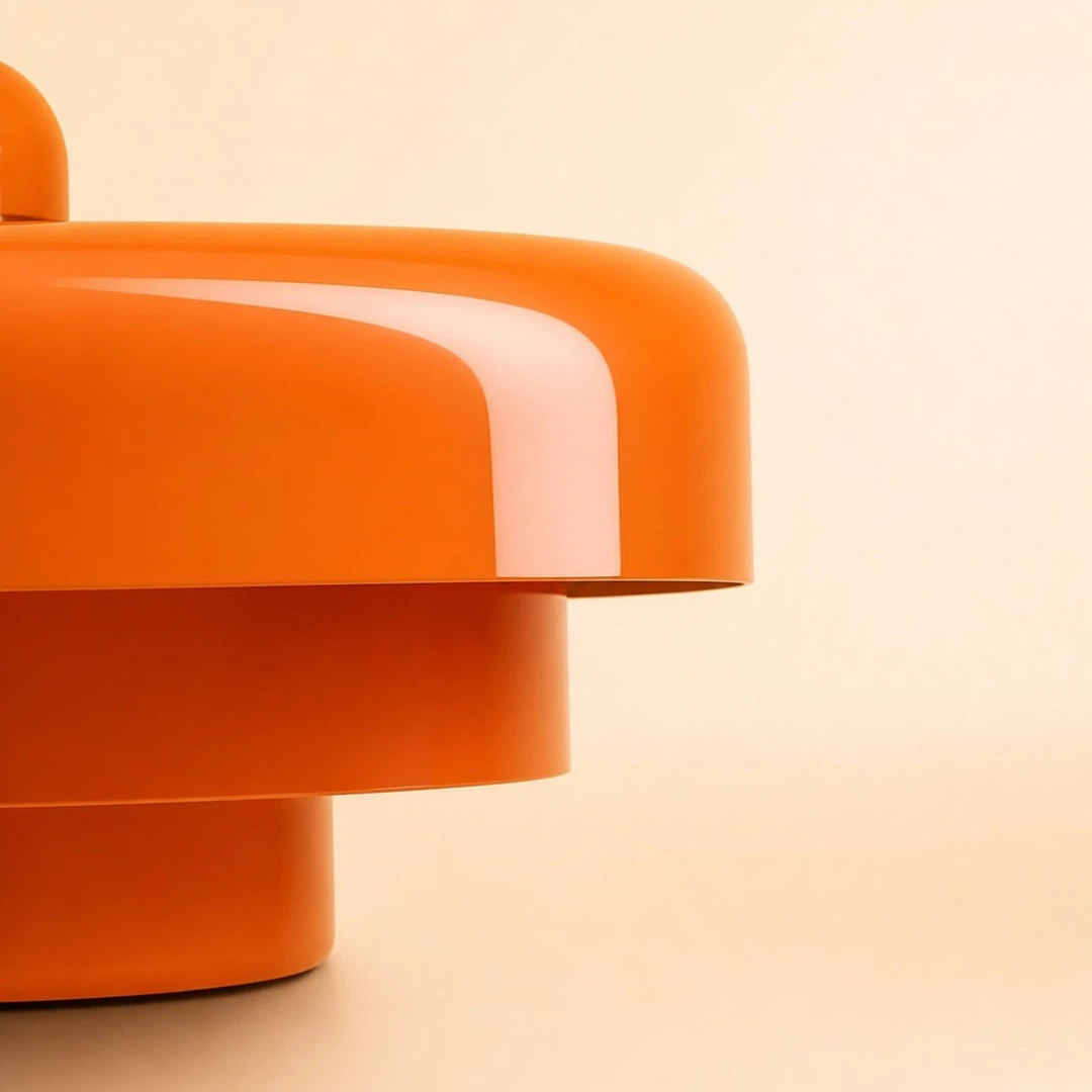 Gros plan sur les bords de l'ombrage orange à plusieurs couches