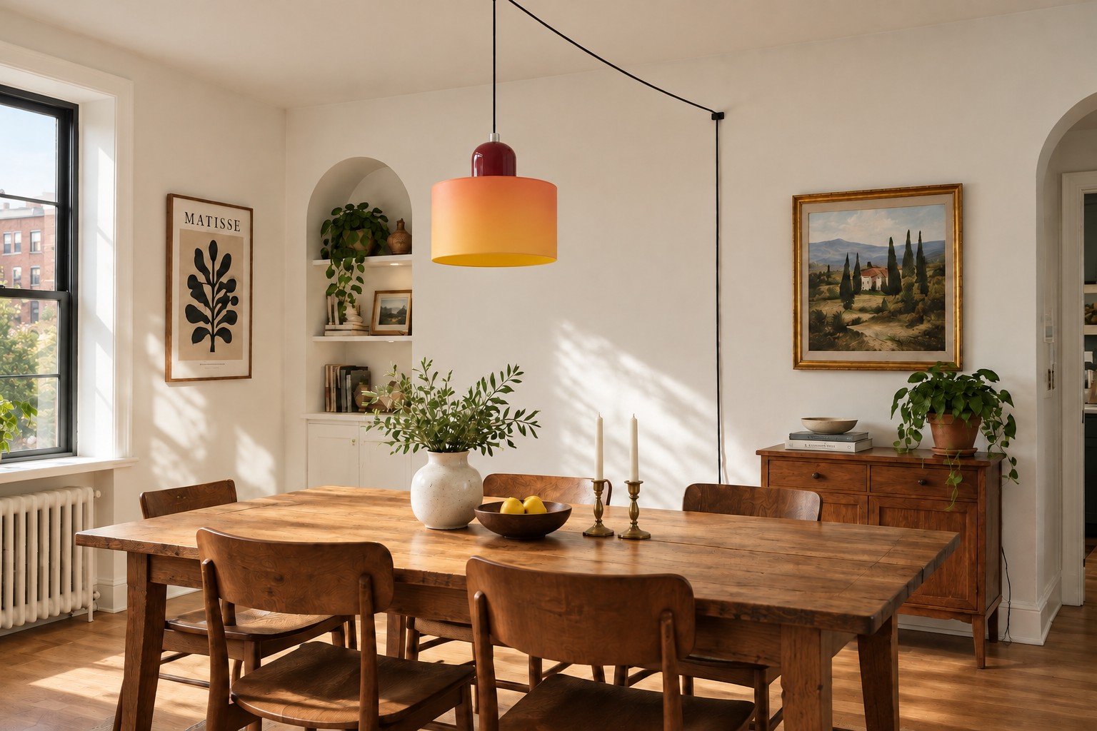 Mid-century macaron plug-in pendant light switched off